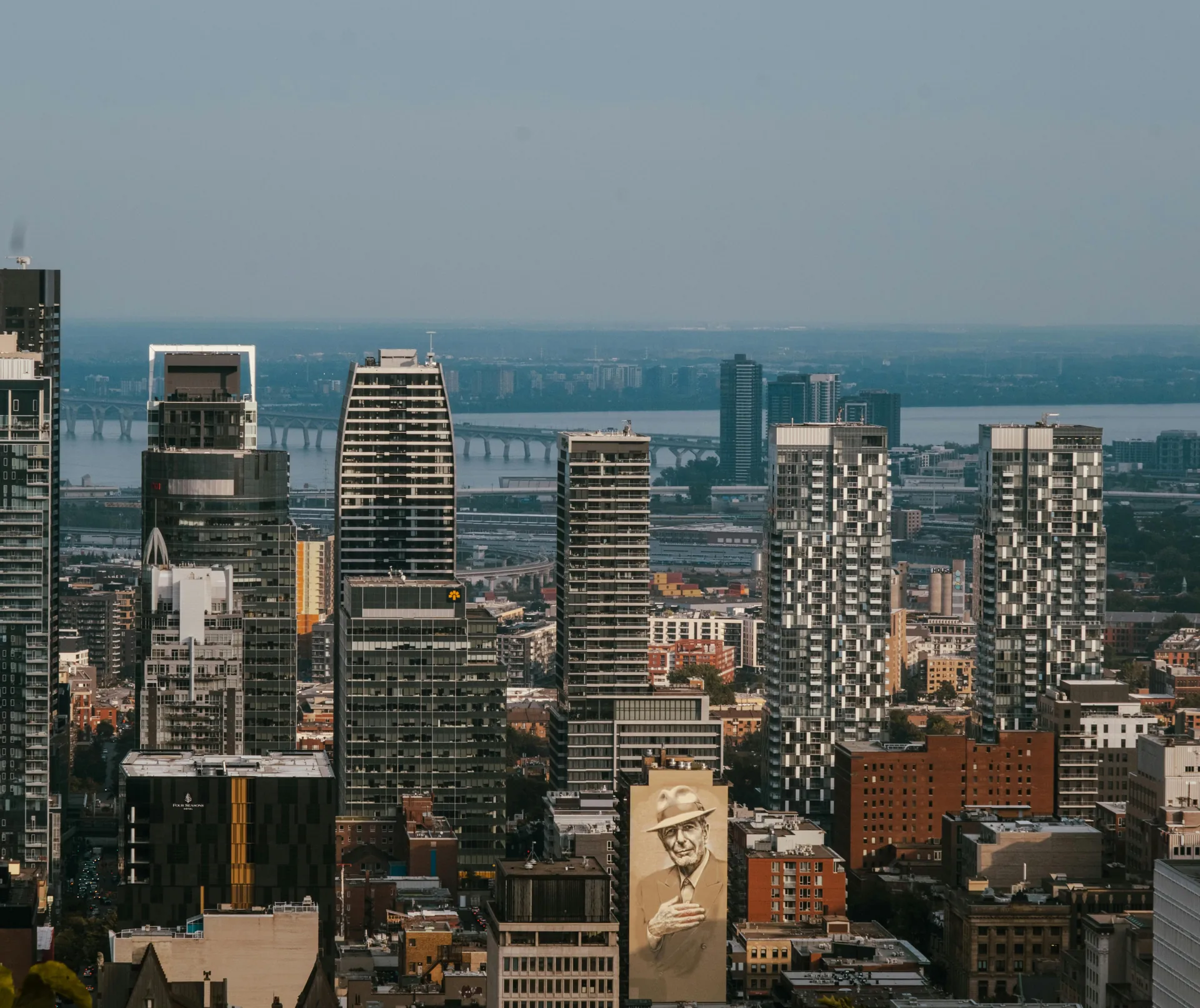 View of Montreal and the St. Lawrence River in autumn